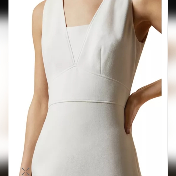 Ted Baker Astriid Seam Detail Elegant Ivory  Sleeveless Pencil Dress, Sz 3 - Picture 2 of 8
